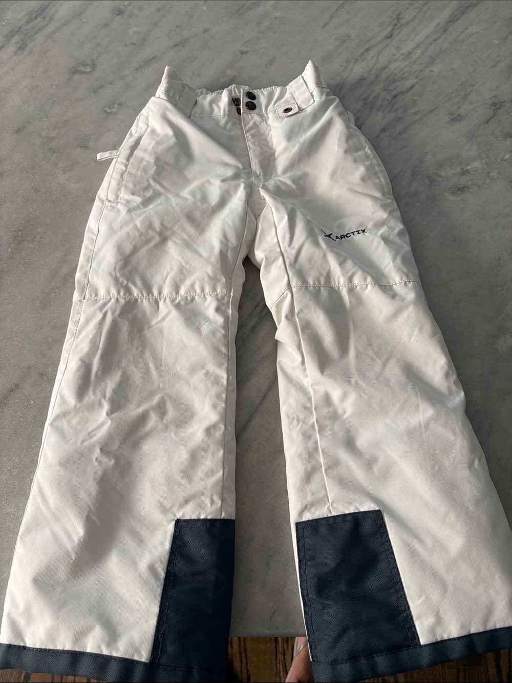 Arctix Kids White Snow Pants with Black Cuffs